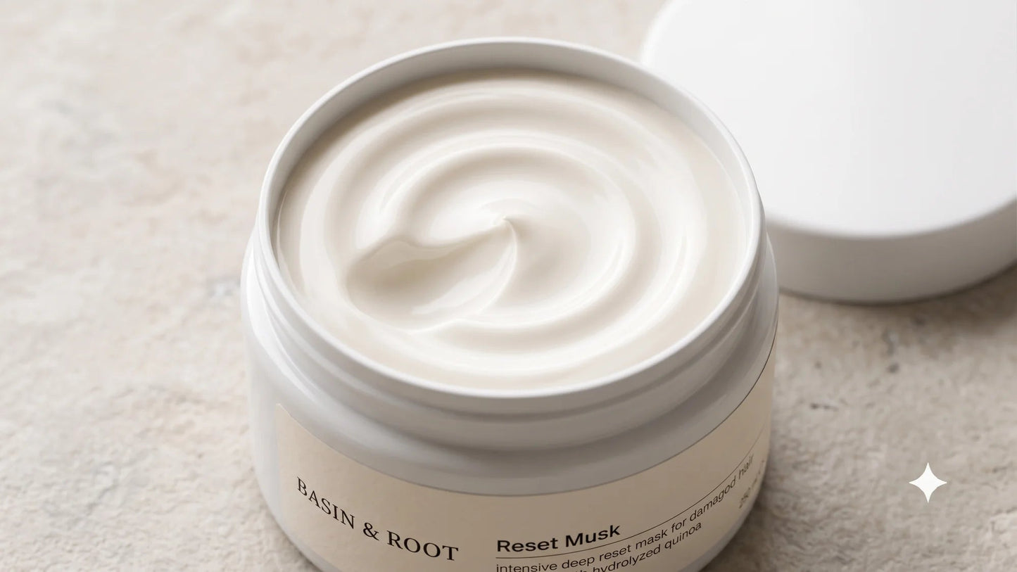 Basin & Root Hair Reset Mask 250ml — open jar showing creamy mask texture